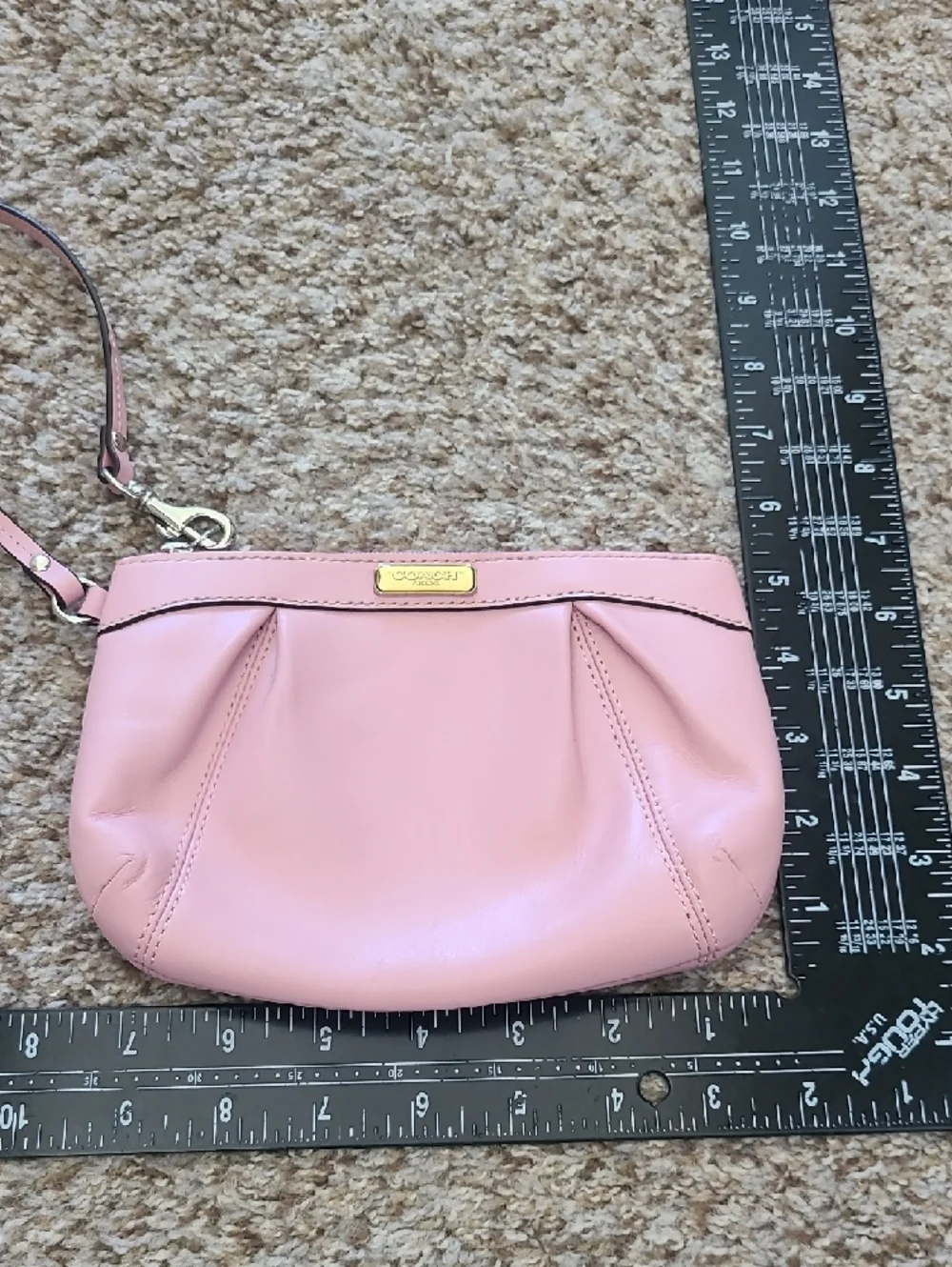 Coach Pink Leather Wristlet with  Strap